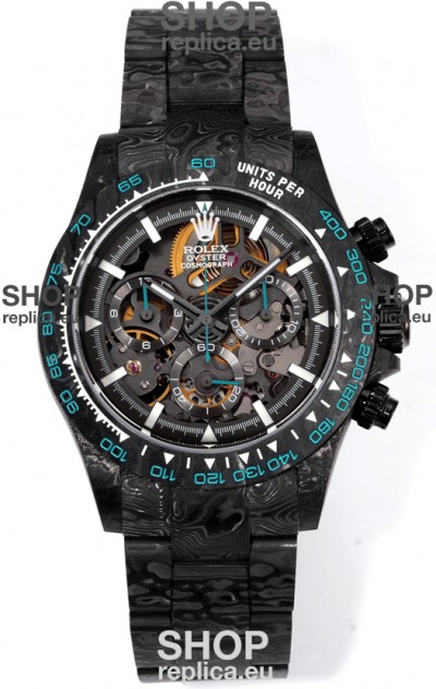 Rolex Daytona Blaken Black Carbon 1:1 Swiss Mirror Replica Skeleton Dial Cal.4130 Movement