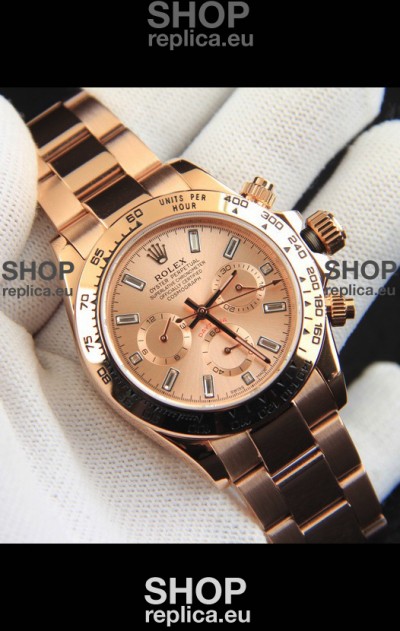 Rolex Daytona Japanese Movement Gold Casing Replica Watch in Champange Dial