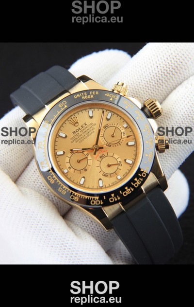 Rolex Daytona Japanese Movement Gold Casing Replica Watch in Gold Dial 