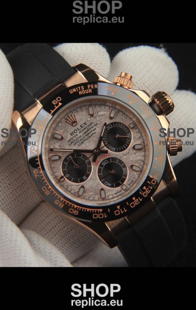 Rolex Daytona Japanese Movement Gold Casing Replica Watch in Meteorite Pattern Dial 
