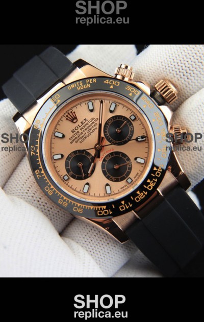Rolex Daytona Japanese Movement Gold Casing Replica Watch in Champange Dial 