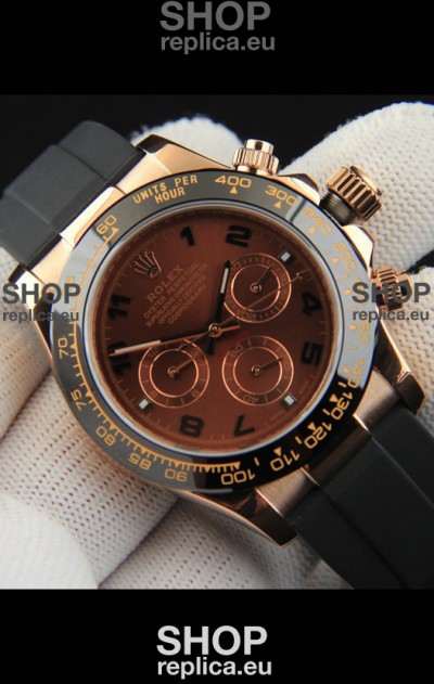 Rolex Daytona Japanese Movement Gold Casing Replica Watch in Brown Dial 