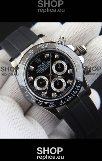 Rolex Daytona Japanese Movement Steel Casing Replica Watch in Black Dial