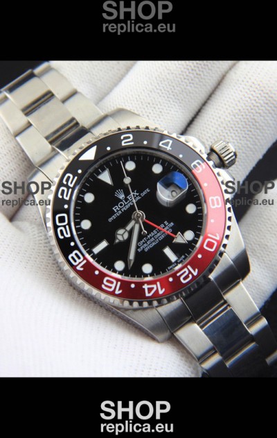 Rolex GMT Masters II Japanese Movement Replica Watch Steel Case Black Dial
