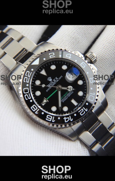 Rolex GMT Masters II Japanese Movement Replica Watch Steel Case Black Dial