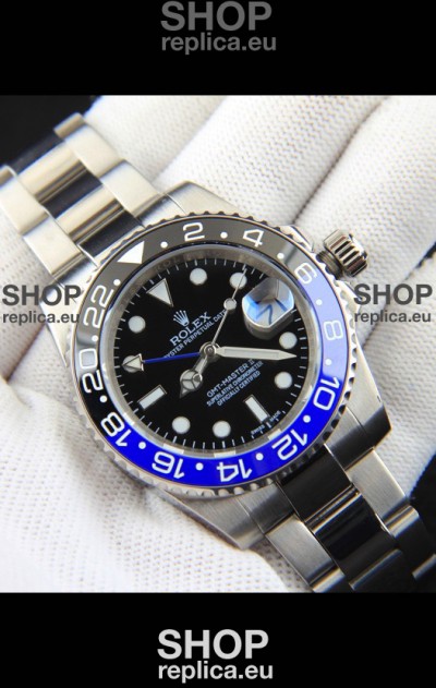 Rolex GMT Masters II Japanese Movement Replica Watch Steel Case Black Dial