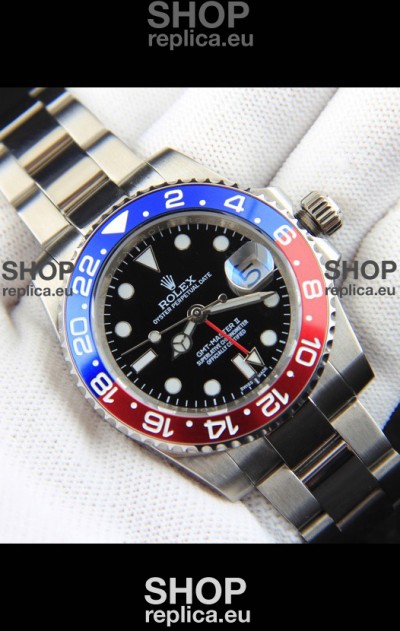 Rolex GMT Masters II Japanese Movement Replica Watch Steel Case Black Dial