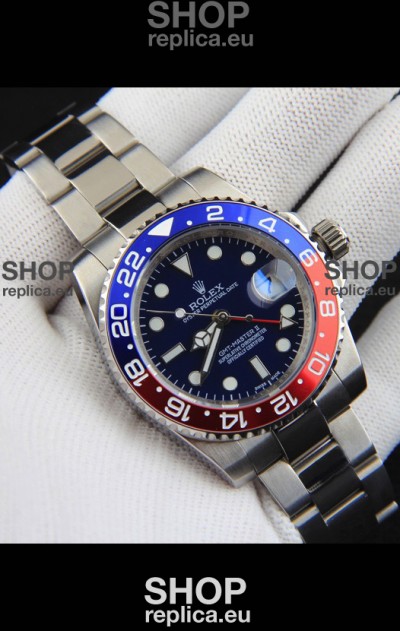 Rolex GMT Masters II Japanese Movement Replica Watch Steel Case Black Dial