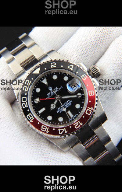 Rolex GMT Masters II Japanese Movement Replica Watch Steel Case Black Dial