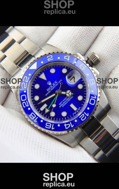 Rolex GMT Masters II Japanese Movement Replica Watch Steel Case Blue Dial