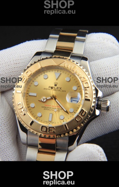 Rolex Yachtmaster Japanese Movement Watch in Two Tone Gold Casing - Gold dial 37MM