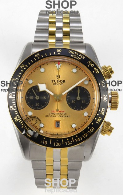 Tudor Super Clone Black Bay Chronograph Two Tone Watch in Gold Dial