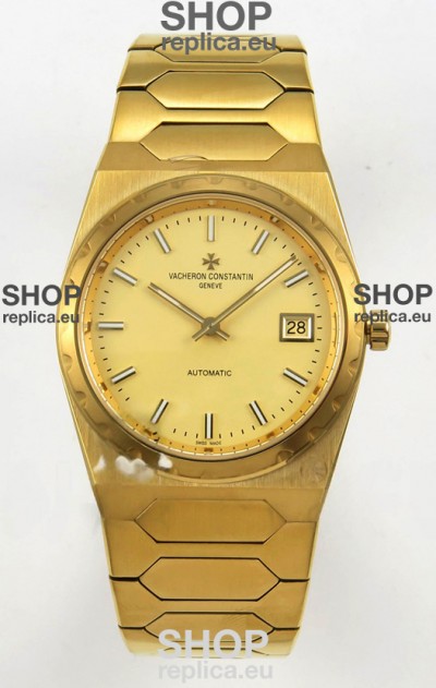 Vacheron Constantin Historiques 222 Super Clone 37MM Yellow Gold Watch in Gold Dial