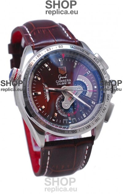 Tag Heuer Grand Carrera Calibre 36 Japanese Automatic Watch in Brown Face