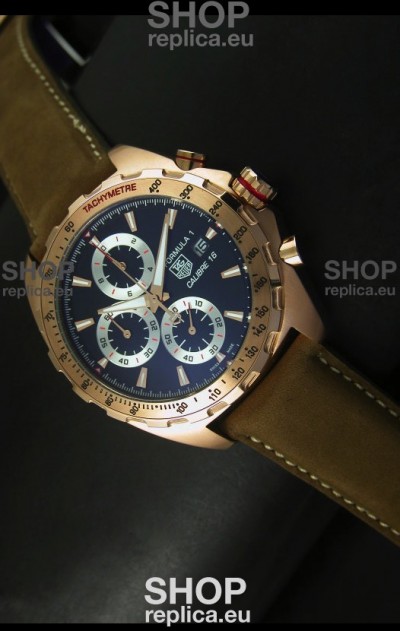 Tag Heuer Calibre 16 Rose Gold Watch in Black Dial Watch