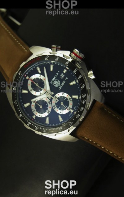 Tag Heuer Calibre 16 Stainless Steel Watch in Black Dial