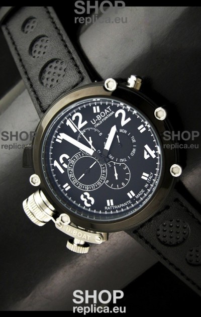 U-Boat Flightdeck Rattrapante Japanese Automatic Watch in Black Dial