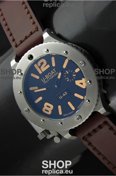 U Boat U-42 Diver Titanium Swiss Watch in Orange Markers