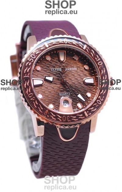 Ulysse Nardin Lady Diver Replica Watch in Gold Casing