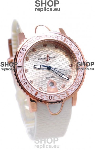 Ulysse Nardin Lady Diver Replica Watch in Pink Gold Casing