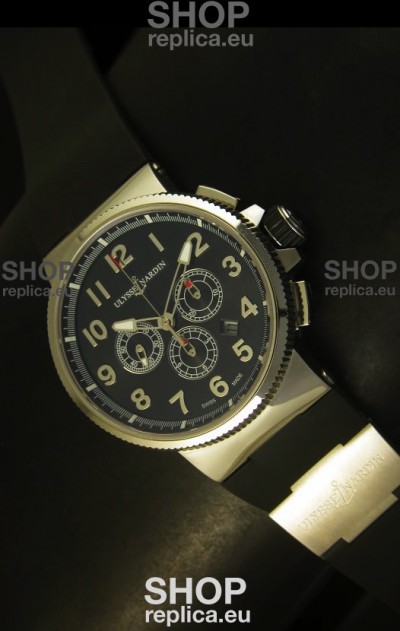 Ulysse Nardin Marine Chronograph Stainless Steel Black Arabic Dial - 1:1 Mirror Replica