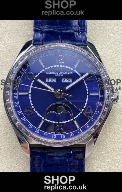 Vacheron Constantin Fiftysix Moonphase Blue Dial Steel Case Swiss Replica Watch 