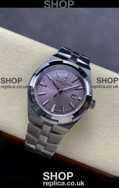 Vacheron Constantin Overseas 35MM Pink Dial Steel Strap Super Clone Watch 