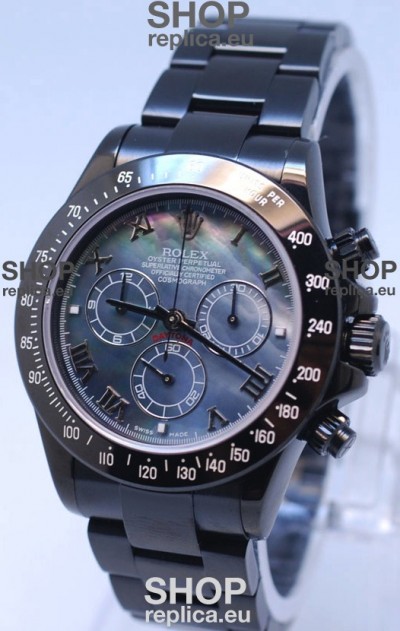 Rolex Daytona Cosmograph Project X Design Black Out Edition Series II Swiss Watch in Blue Pearl Dial 