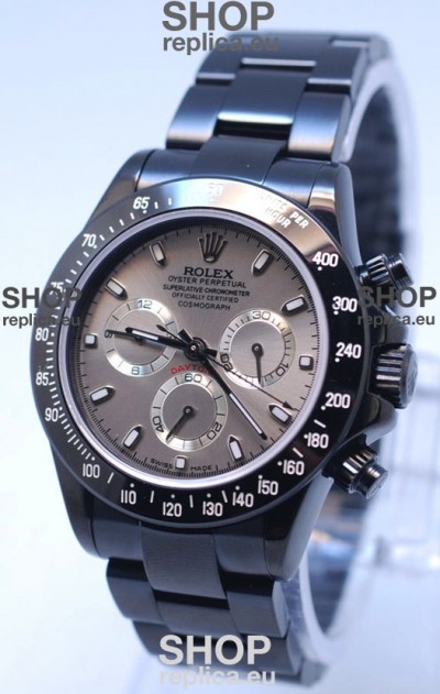 Rolex Daytona Cosmograph Project X Design Black Out Edition Series II Swiss Watch in Grey Opaline Dial 