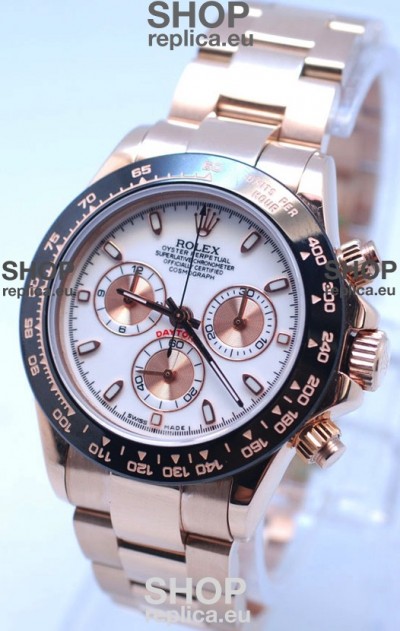 Rolex Daytona Chronograph MonoBloc Cerachrom Bezel Swiss Replica Watch in White Dial