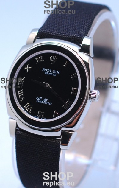 Rolex Cellini Cestello Ladies Swiss Black Watch in Roman Markers