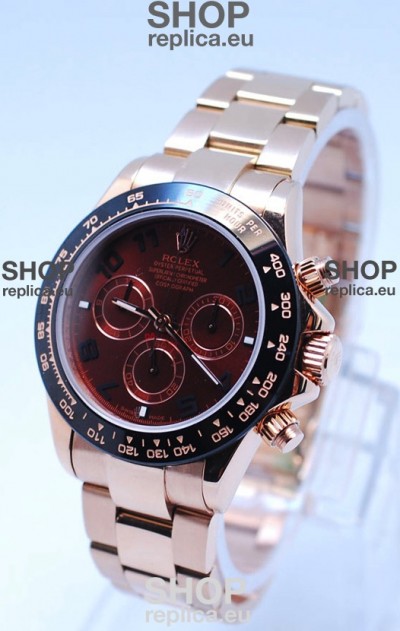 Rolex Daytona Chronograph MonoBloc Cerachrom Bezel Swiss Replica Watch in Brown Dial